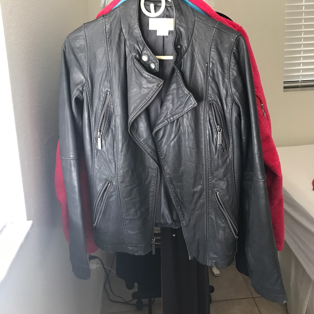 Michael Kors gray leather jacket